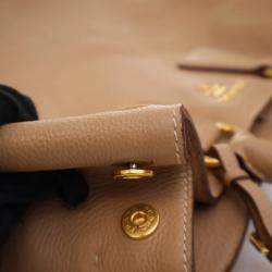 Pre Owned Prada Large Beige Calfskin Vitello Daino Tote Bag