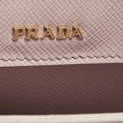 Pre Owned Prada Light Pink Saffiano Cuir Leather Medium Double Handle Tote