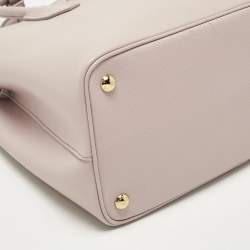 Pre Owned Prada Light Pink Saffiano Cuir Leather Medium Double Handle Tote