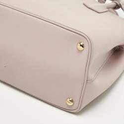 Pre Owned Prada Light Pink Saffiano Cuir Leather Medium Double Handle Tote
