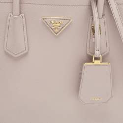 Pre Owned Prada Light Pink Saffiano Cuir Leather Medium Double Handle Tote