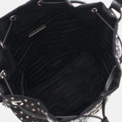 Pre Owned Prada Studded Black Nylon Handbag