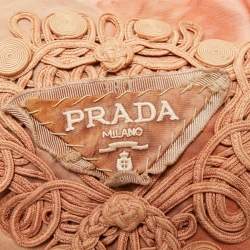 Pre Owned Prada Orange/Brown Leather and Nylon Logo Tie Dye Hobo