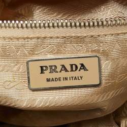 Pre Owned Prada Orange/Brown Leather and Nylon Logo Tie Dye Hobo
