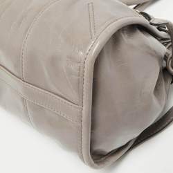 Pre Owned Prada Grey Vitello Shine Leather East-West Tote