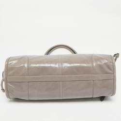 Pre Owned Prada Grey Vitello Shine Leather East-West Tote