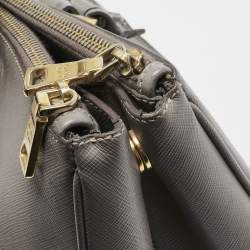 Pre Owned Prada Grey Saffiano Leather Large Double Zip Tote