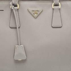 Pre Owned Prada Grey Saffiano Leather Large Double Zip Tote
