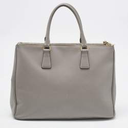 Pre Owned Prada Grey Saffiano Leather Large Double Zip Tote