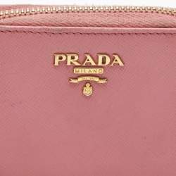 Pre Owned Prada Pink Saffiano Leather Zip Coin Purse