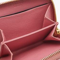 Pre Owned Prada Pink Saffiano Leather Zip Coin Purse