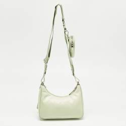 Pre Owned Prada Mint Green Re Nylon and Saffiano Leather Re-Edition 2005 Shoulder Bag