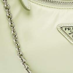 Pre Owned Prada Mint Green Re Nylon and Saffiano Leather Re-Edition 2005 Shoulder Bag