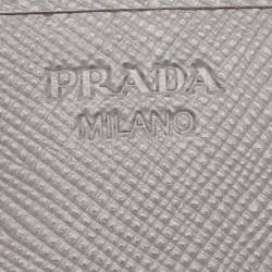 Pre Owned Prada Grey Saffiano Leather Continental Wallet