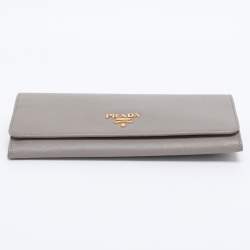 Pre Owned Prada Grey Saffiano Leather Continental Wallet