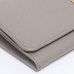Pre Owned Prada Grey Saffiano Leather Continental Wallet