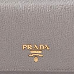 Pre Owned Prada Grey Saffiano Leather Continental Wallet