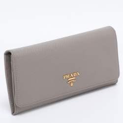 Pre Owned Prada Grey Saffiano Leather Continental Wallet