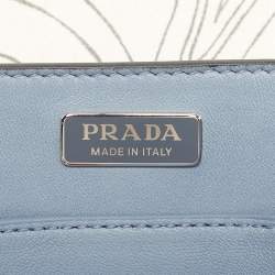 Pre Owned Prada x James Jean Off White Glace Calf Rabbit Print Leather Cahier Shoulder Bag