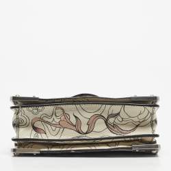 Pre Owned Prada x James Jean Off White Glace Calf Rabbit Print Leather Cahier Shoulder Bag