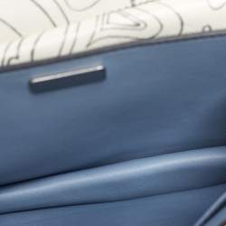 Pre Owned Prada x James Jean Off White Glace Calf Rabbit Print Leather Cahier Shoulder Bag