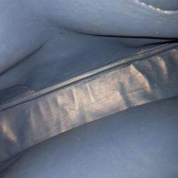 Pre Owned Prada Beige Blue Canvas and Saffiano Leather Canappa Saffiano Double Tote and Shoulder Bag