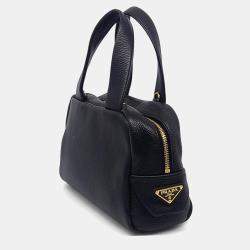 Pre Owned Prada Black Leather Dino Shoulder Bag
