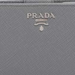 Pre Owned Prada Grey Saffiano Metal Leather Flap French Wallet
