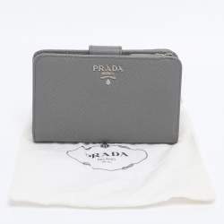 Pre Owned Prada Grey Saffiano Metal Leather Flap French Wallet