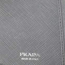 Pre Owned Prada Grey Saffiano Metal Leather Flap French Wallet