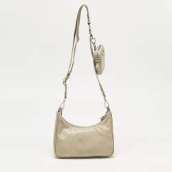 Pre Owned Prada Beige Re-Nylon and Saffiano Leather Re-Edition 2005 Shoulder Bag