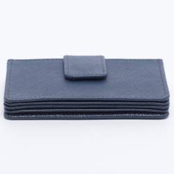 Pre Owned Prada Blue Saffiano Lux Leather 5 Gusset Card Holder