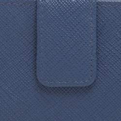 Pre Owned Prada Blue Saffiano Lux Leather 5 Gusset Card Holder