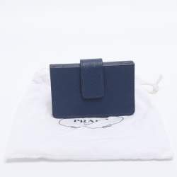 Pre Owned Prada Blue Saffiano Lux Leather 5 Gusset Card Holder