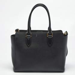 Pre Owned Prada Black Saffiano Lux Leather Magentic Closure Tote