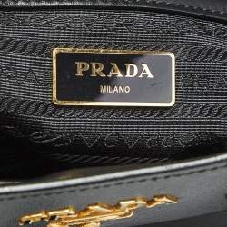 Pre Owned Prada Black Saffiano Lux Leather Magentic Closure Tote
