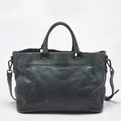 Pre Owned Prada Ombre Teal Leather Snap Tote