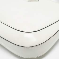 Pre Owned Prada White Brushed Leather Cleo Shoulder Bag