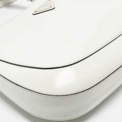 Pre Owned Prada White Brushed Leather Cleo Shoulder Bag