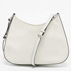 Pre Owned Prada White Brushed Leather Cleo Shoulder Bag