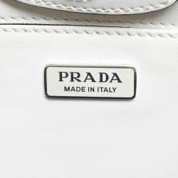 Pre Owned Prada White Brushed Leather Cleo Shoulder Bag