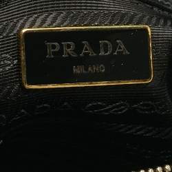 Pre Owned Prada Black/White Saffiano Leather Medium Open Tote
