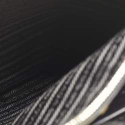 Pre Owned Prada Black/White Saffiano Leather Medium Open Tote