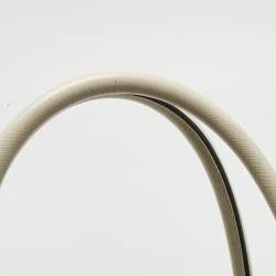 Pre Owned Prada Black/White Saffiano Leather Medium Open Tote