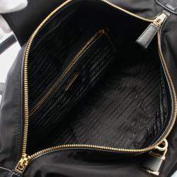 Pre Owned Prada Large Black Nylon Leather Shoulder Bag