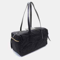 Pre Owned Prada Large Black Nylon Leather Shoulder Bag