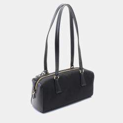 Pre Owned Prada Re-Nylon Medium Black Nylon Leather Shoulder Bag