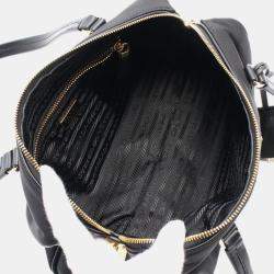 Pre Owned Prada Re-Nylon Medium Black Nylon Leather Shoulder Bag
