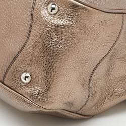 Pre Owned Prada Metallic Grey Leather Vitello Daino Front Pocket Shoulder Bag