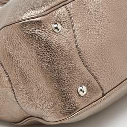 Pre Owned Prada Metallic Grey Leather Vitello Daino Front Pocket Shoulder Bag